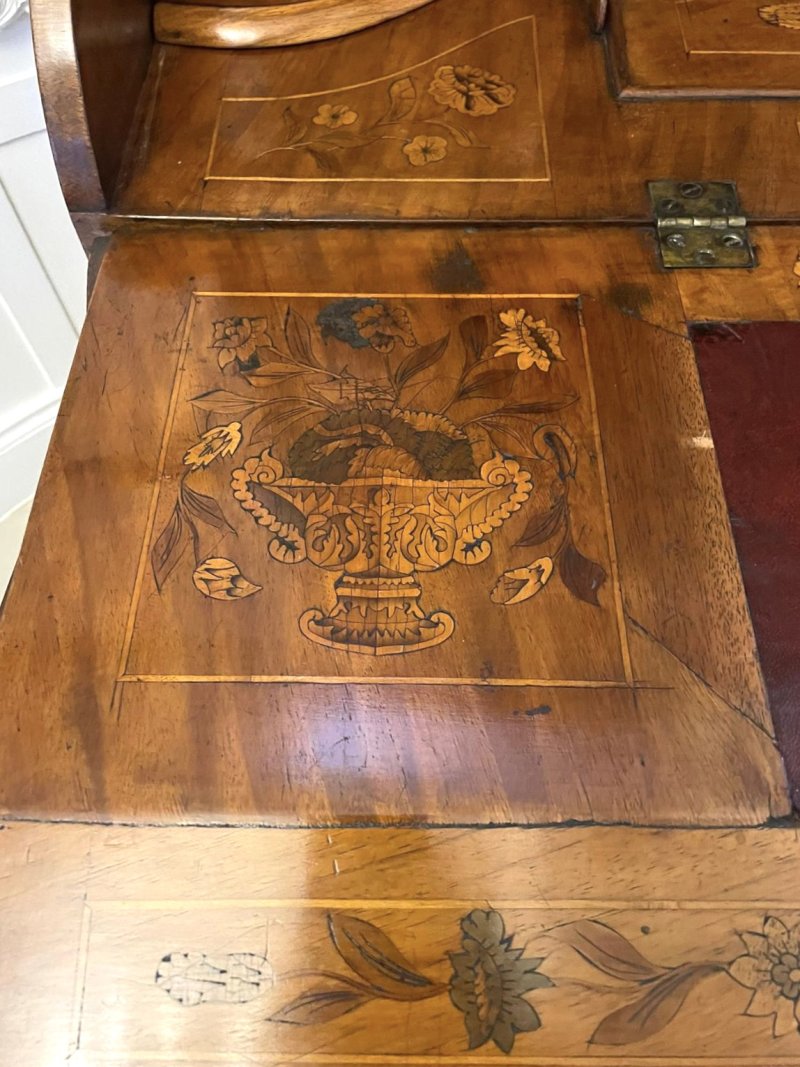 Outstanding Quality 18th Century Antique Dutch Marquetry Inlaid Burr Walnut Bureau Bookcase - Image 19
